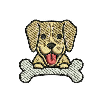 Dog With Bone Embroidery Design