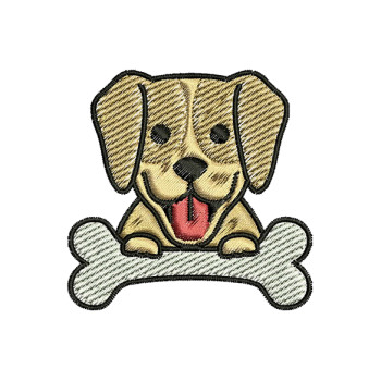 Dog With Bone Embroidery Design