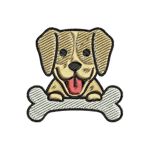 Dog With Bone Embroidery Design