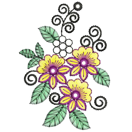 Dress Butta Machine Embroidery 25690