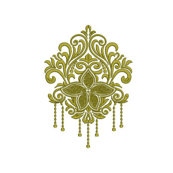  Elegant Damask Allover Embroidery Design (Single Color, 33cm x 23.6cm)