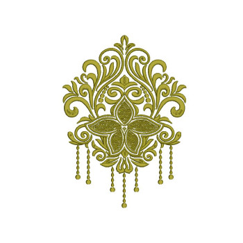  Elegant Damask Allover Embroidery Design (Single Color, 33cm x 23.6cm)