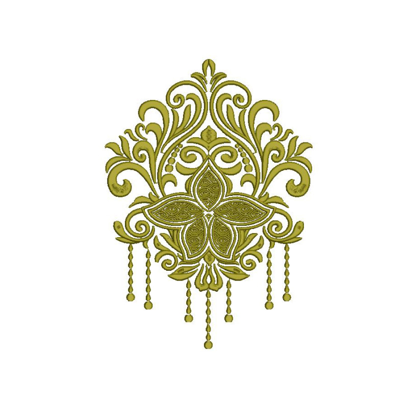  Elegant Damask Allover Embroidery Design (Single Color, 33cm x 23.6cm)