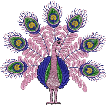 Elegant Pink Peacock Embroidery Design