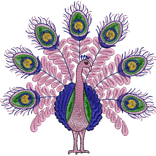 Elegant Pink Peacock Embroidery Design