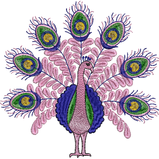 Elegant Pink Peacock Embroidery Design