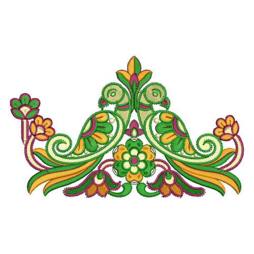 Elegant Floral Embroidery Design (4 Colors, 16.2cm x 26.6cm)