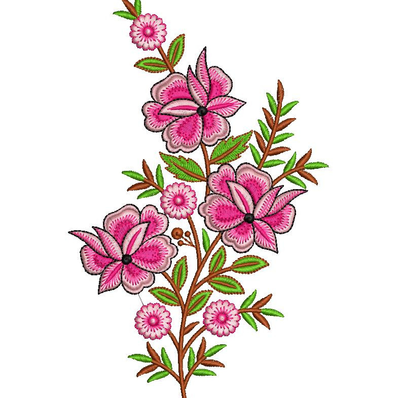 Delicate Flower Petals Blossom Beauty Embroidery Design