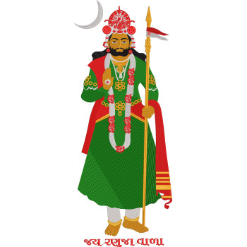 Grand Alakhdhani Baba Ramdevji Maharaj Embroidery Design (6 Colors, 84.1cm x 33.4cm)