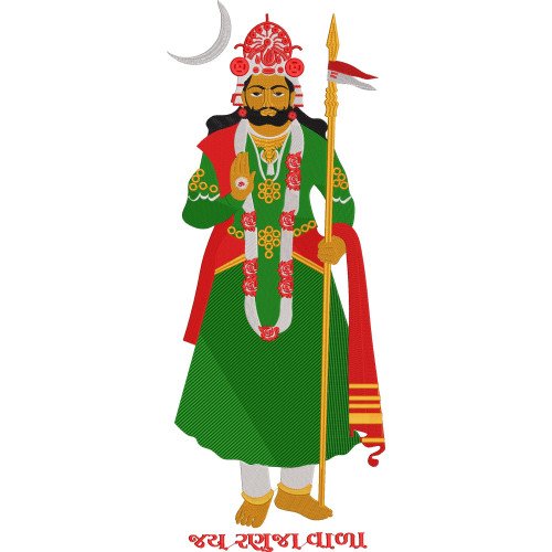 Grand Alakhdhani Baba Ramdevji Maharaj Embroidery Design (6 Colors, 84.1cm x 33.4cm)