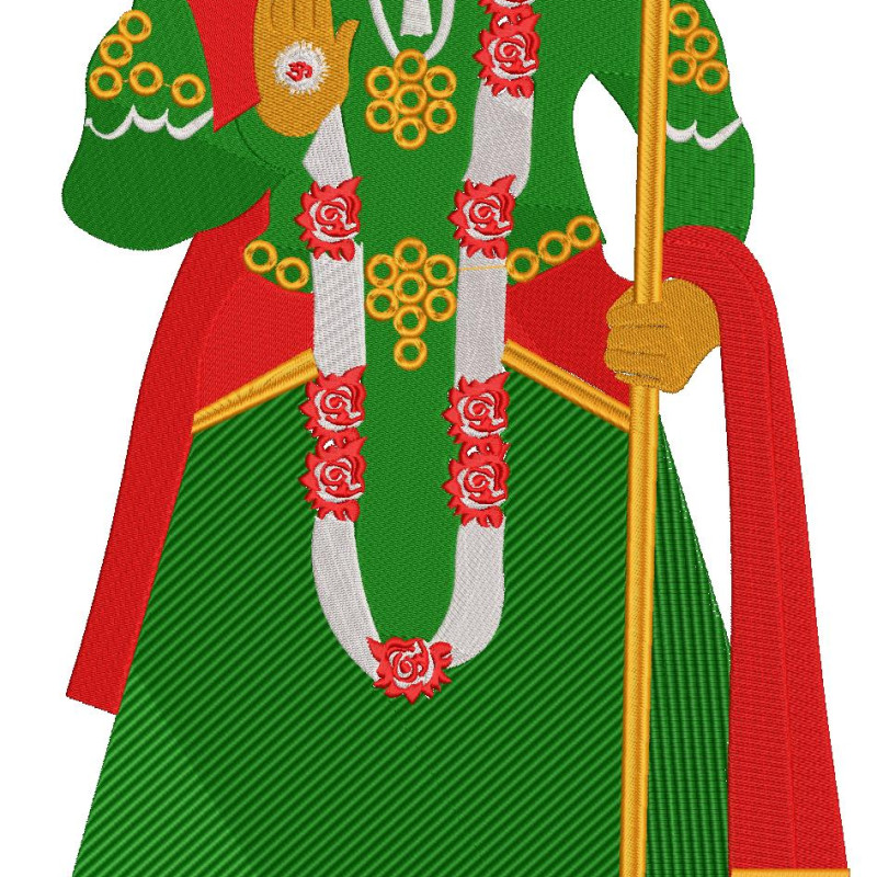 Grand Alakhdhani Baba Ramdevji Maharaj Embroidery Design (6 Colors, 84.1cm x 33.4cm)