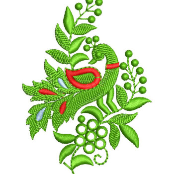 Enchanting Pushpa Mayura Floral Embroidery Design