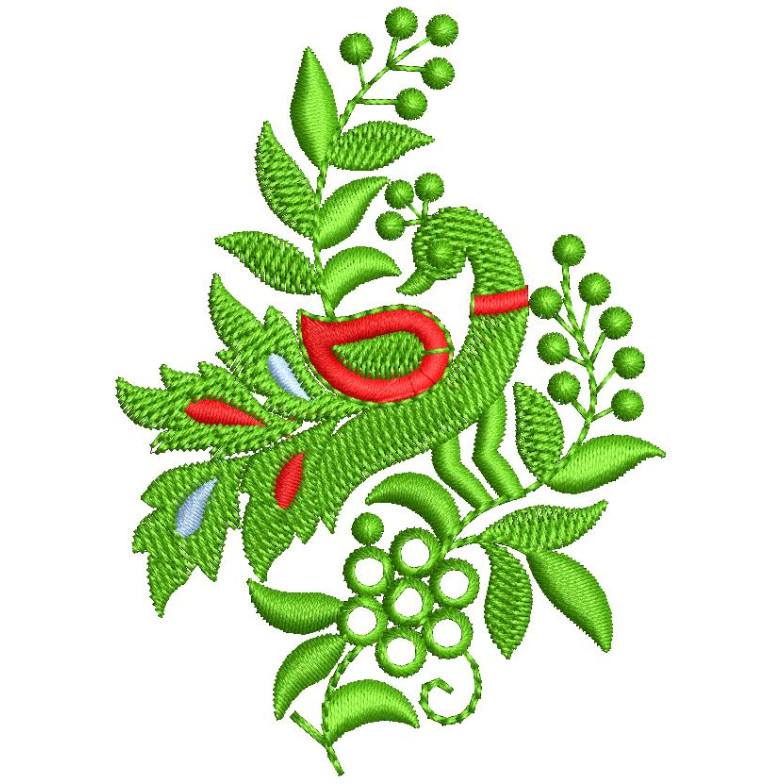 Enchanting Pushpa Mayura Floral Embroidery Design