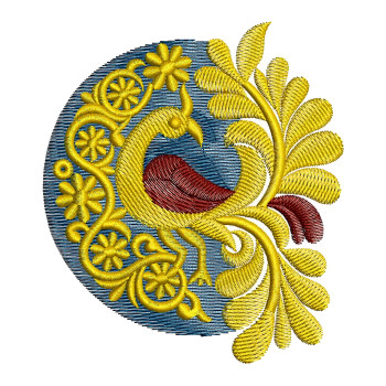 Traditional Peacock Corner Embroidery Motif