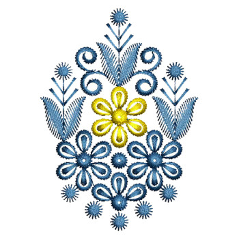 Embroidery Motif With Flowers And Leaves