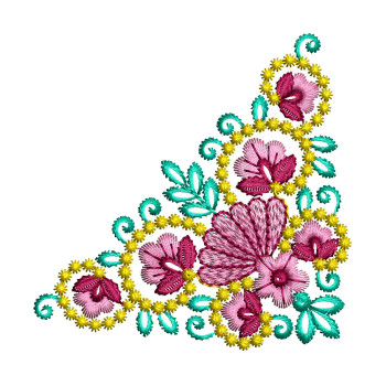Fancy Flower Corner Embroidery