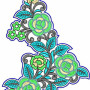 Floral Motifs With Leaf Applique Embroidery Design 24667