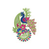 Vibrant Peacock Paisley Motif Embroidery Design