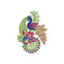 Vibrant Peacock Paisley Motif Embroidery Design