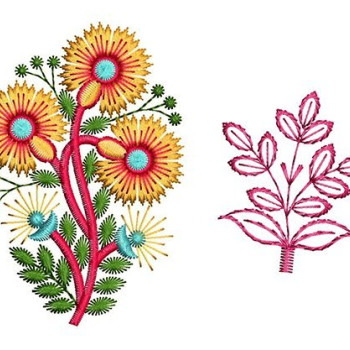 Flower Plant Embroidery Design