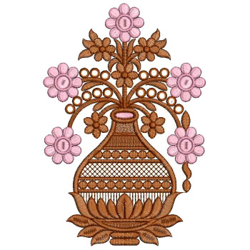 Flower Pot Appliuqe Embroidery Design 25702