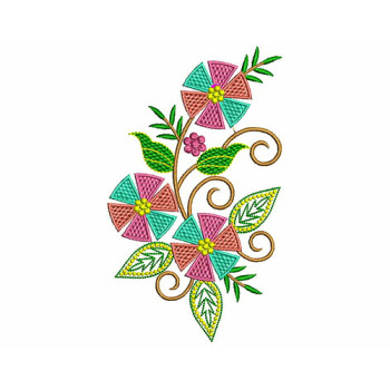 Flower Trion Embroidery Applique