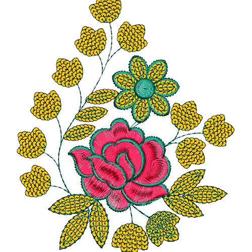 Flower With Sequins Embroidery Patch