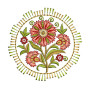 Flowers In Circle Frame Applique