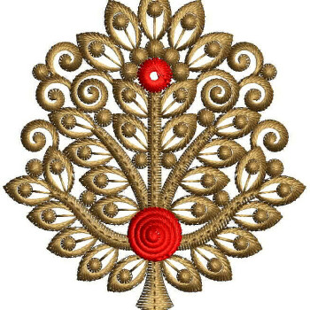 Gold Floral Damask Applique Embroidery Design 24877