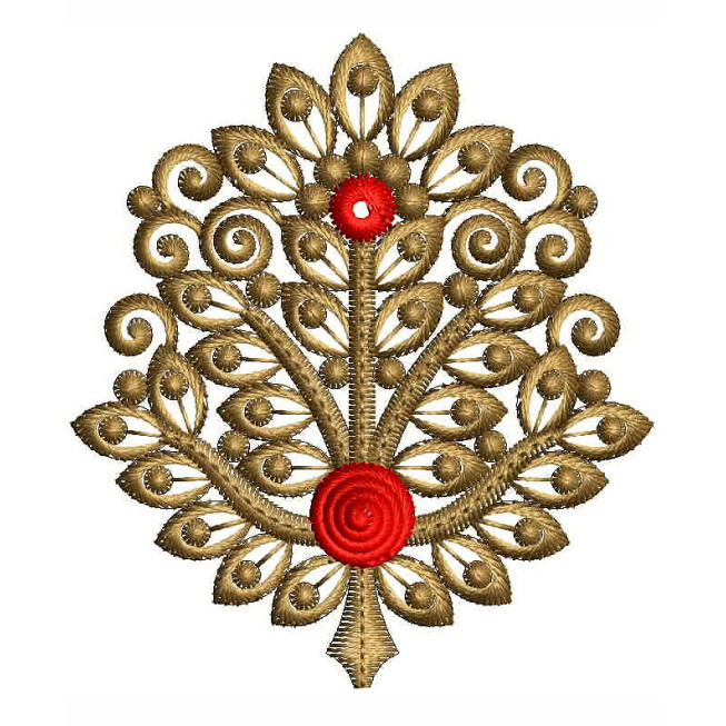 Gold Floral Damask Applique Embroidery Design 24877