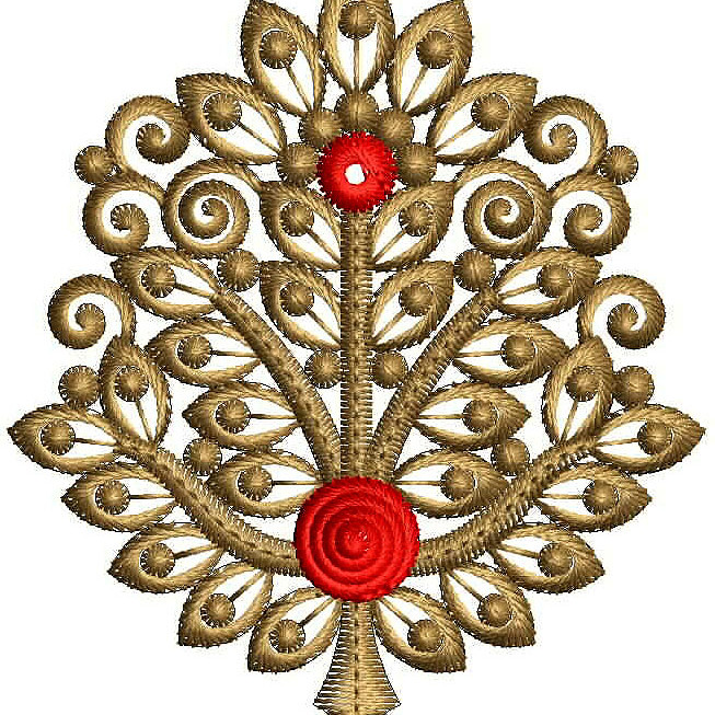 Gold Floral Damask Applique Embroidery Design 24877