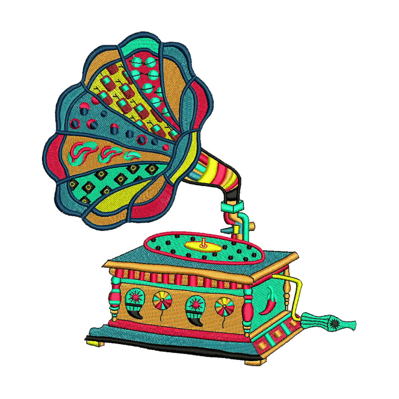 Gramophone Embroidery Design