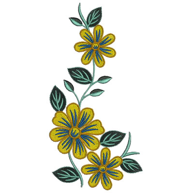 Green Blossom Applique Embroidery Design 25095