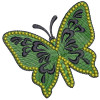 Green Butterfly Applique Embroidery Design 25107