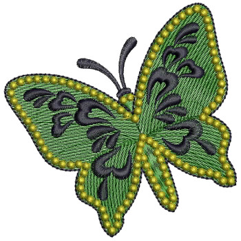 Green Butterfly Applique Embroidery Design 25107
