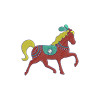 Playing Dala Horse Embroidery Design With Outlines
