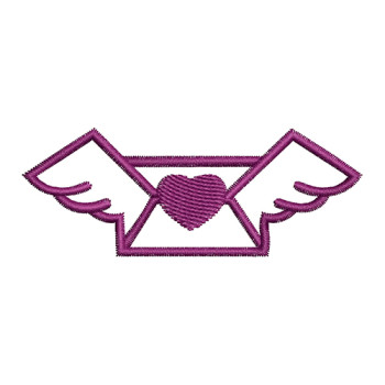 Heart Message Box With Wings Embroidery