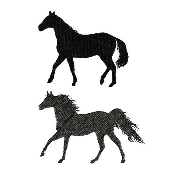 Horse Silhouette Embroidery Design