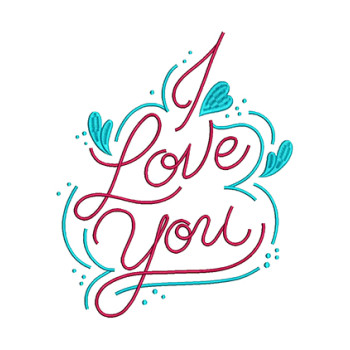 I Love You Embroidery Design