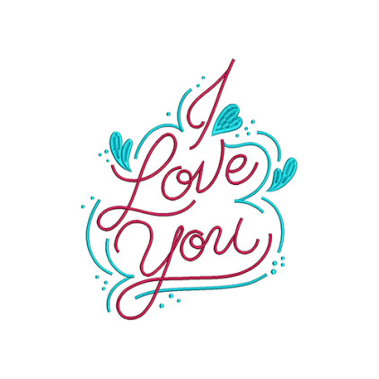 I Love You Embroidery Design