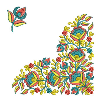 Intricate Corner Embroidery For Tablecloth