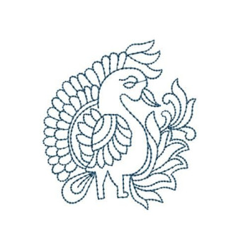 Jacobean Bird Outline Embroidery Design