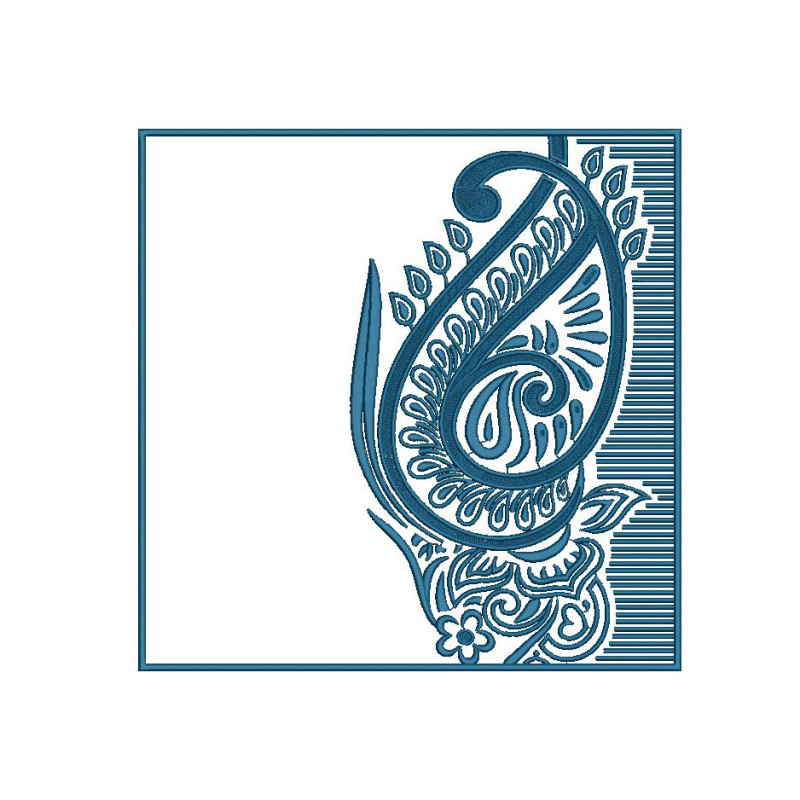  Large Paisley Floral Allover Embroidery Design (Single Color, 38.1cm x 38.1cm)