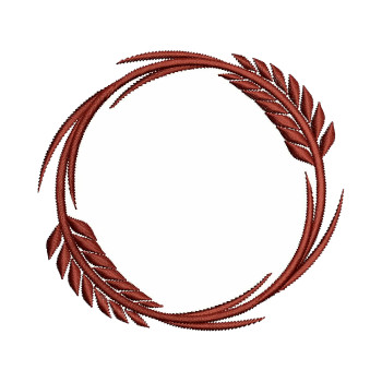 Leaf Circle Frame Machine Embroidery