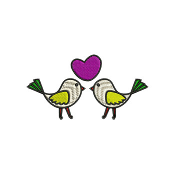 Love Bird Embroidery Design For Crop Tops