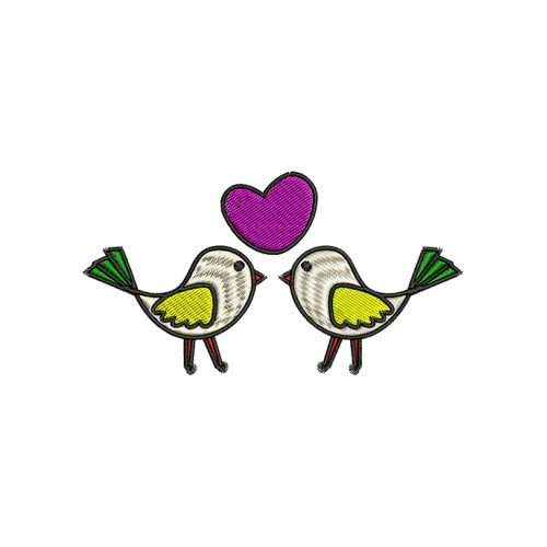 Love Bird Embroidery Design For Crop Tops