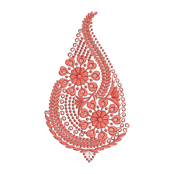 Flat Single Color Butta Machine Embroidery Design 