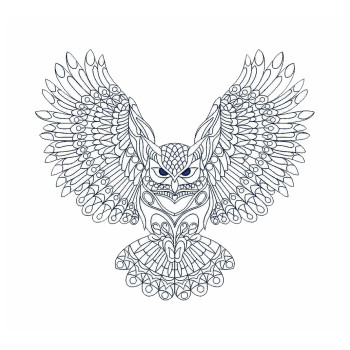 Mandala Owl Flying Embroidery Design