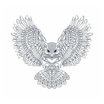 Mandala Owl Flying Embroidery Design
