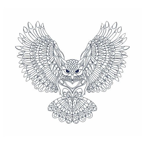 Mandala Owl Flying Embroidery Design